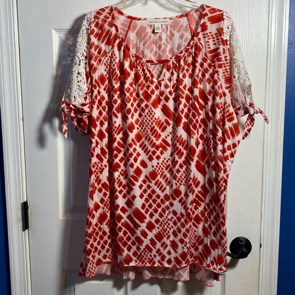 New York Laundry Short Sleeve Printed Tunic 3X